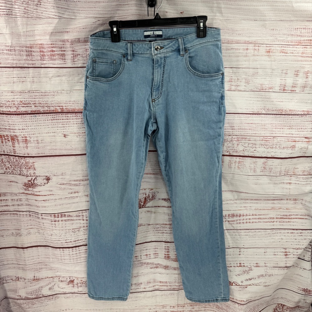 Johnnie-O Jeans Mens 33x30 Light Wash Straight Leg Stretch Denim Light Blue
